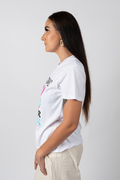NAIDOC 23 (Blue & Pink) White Cotton Crew Neck Women's T-Shirt