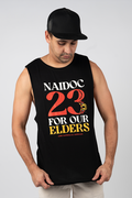 NAIDOC 23 (Red & Yellow) Black Cotton Men's Muscle Tank Top