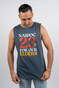 NAIDOC 23 (Red & Yellow) Petrol Blue Cotton Men's Muscle Tank Top