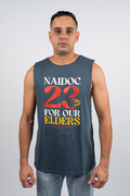 NAIDOC 23 (Red & Yellow) Petrol Blue Cotton Men's Muscle Tank Top