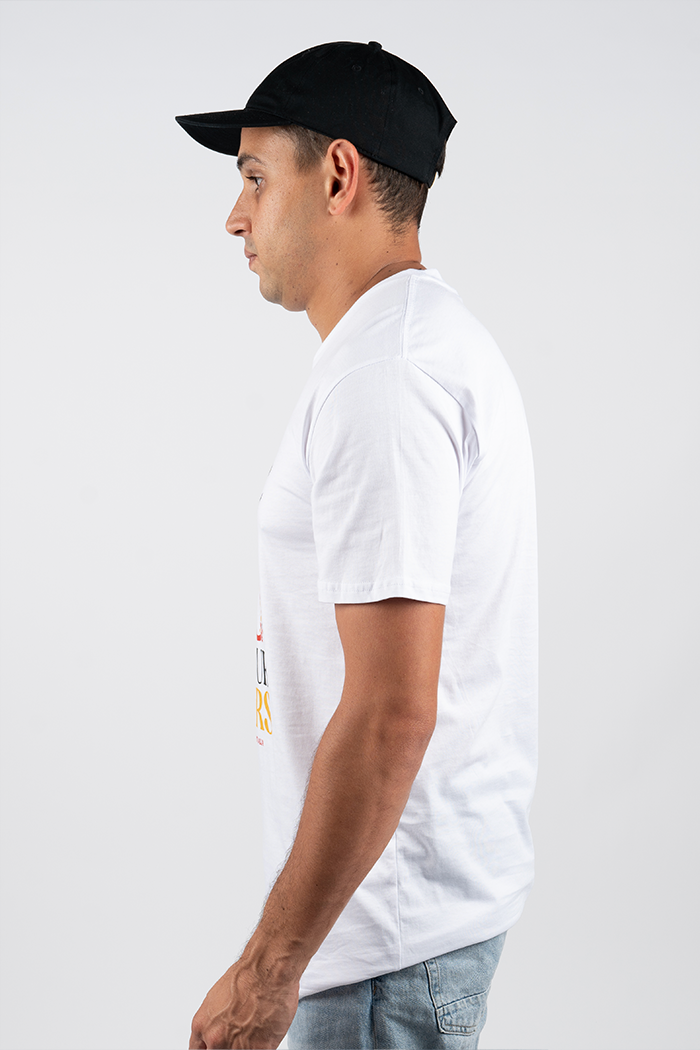 NAIDOC 23 (Red & Yellow) White Cotton Crew Neck Unisex T-Shirt