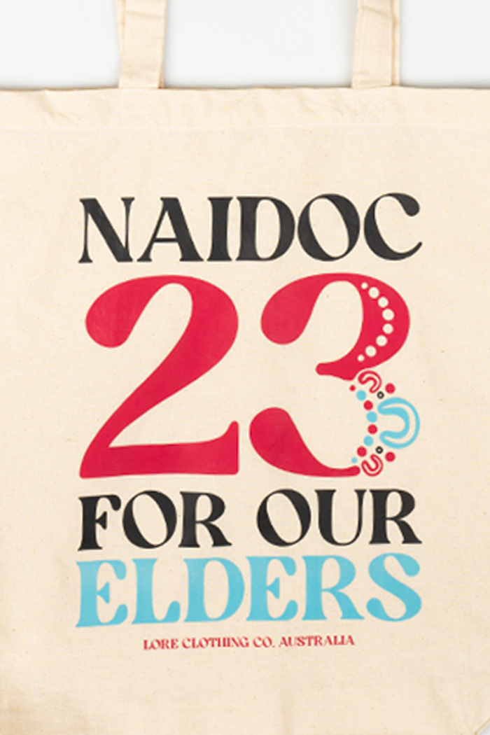 NAIDOC 23 (Blue & Pink) Natural Cotton Tote Bag