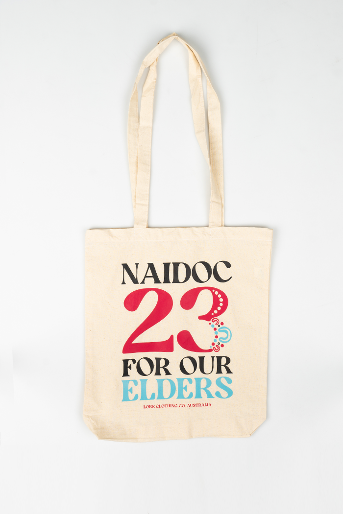 NAIDOC 23 (Blue & Pink) Natural Cotton Tote Bag