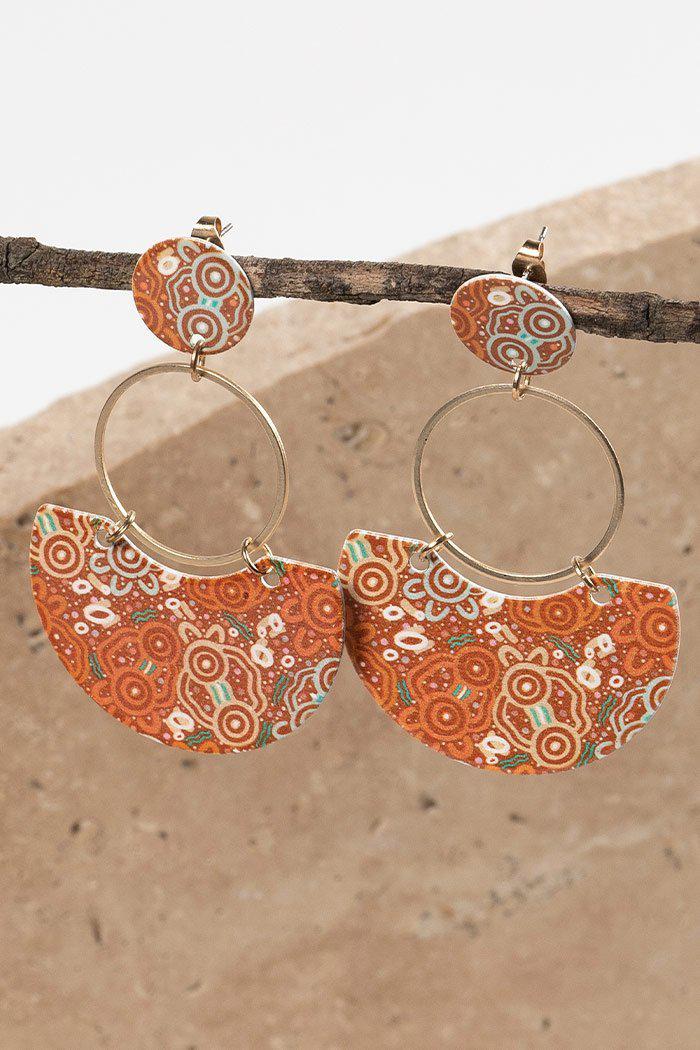 Aboriginal Art Jewellery Australia-Naree Budjong Djara Earrings-Yarn Marketplace