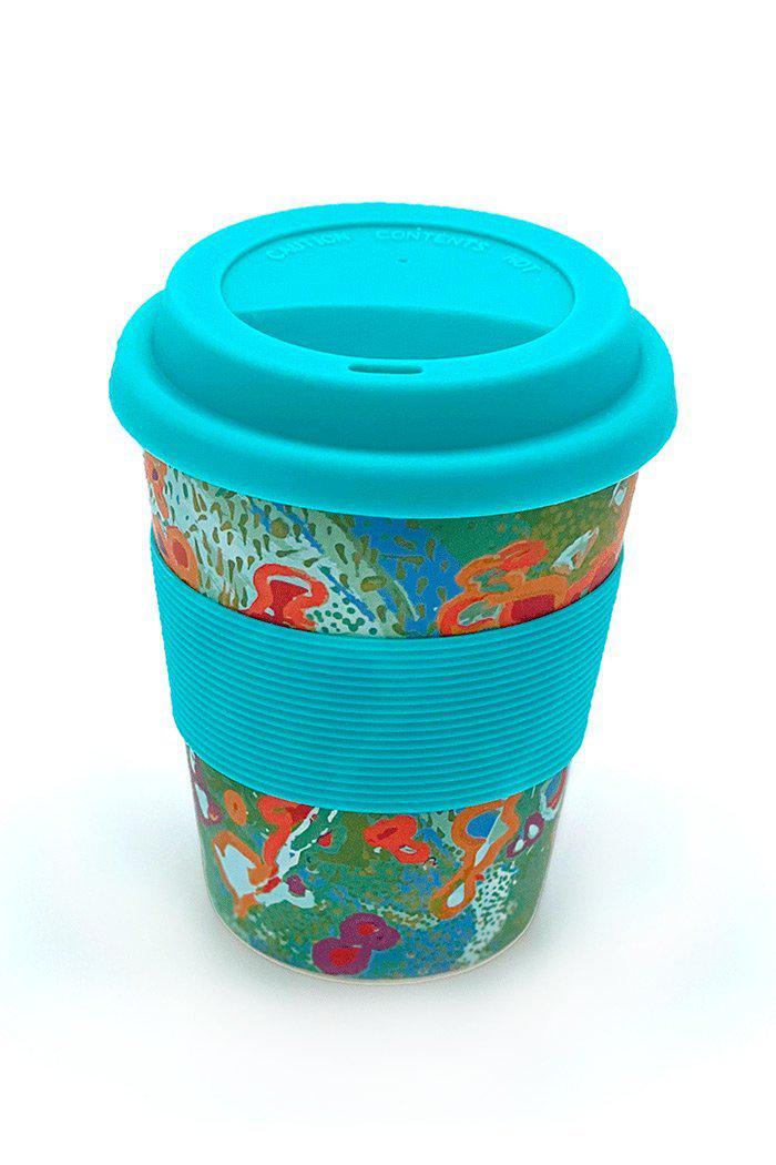 Aboriginal Art Kitchen Warehouse-Nelson Bamboo Eco Mug 227ml (Aqua)-Yarn Marketplace