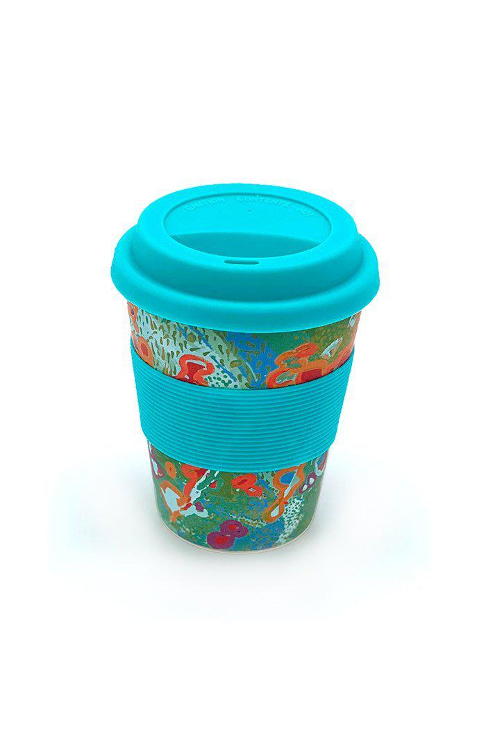 Aboriginal Art Kitchen Warehouse-Nelson Bamboo Eco Mug 227ml (Aqua)-Yarn Marketplace