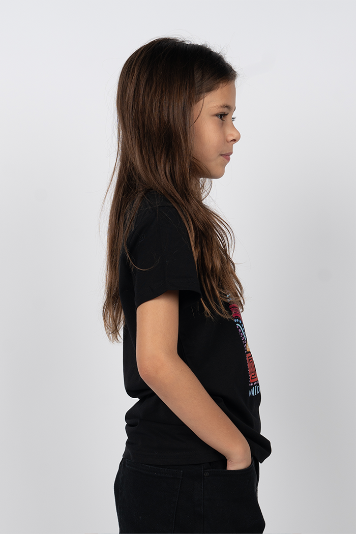 'Ngal-Gawu' Grandmother (Mother's Mum) NAIDOC WEEK 2023 Black Cotton Crew Neck Kids T-Shirt