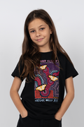 'Ngal-Gawu' Grandmother (Mother's Mum) NAIDOC WEEK 2023 Black Cotton Crew Neck Kids T-Shirt