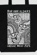 'Ngal-Gawu' Grandmother (Mother's Mum) (Monochrome Print) NAIDOC WEEK 2023 Black Cotton Tote Bag