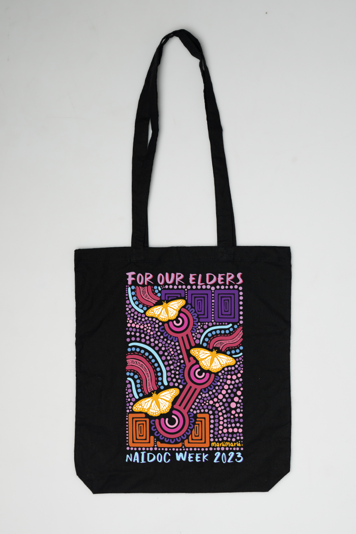 'Ngal-Gawu' Grandmother (Mother's Mum) NAIDOC WEEK 2023 Black Cotton Tote Bag