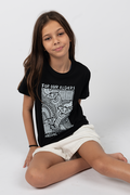 'Ngal-Gawu' Grandmother (Mother's Mum) (Monochrome Print) NAIDOC WEEK 2023 Black Cotton Crew Neck Kids T-Shirt