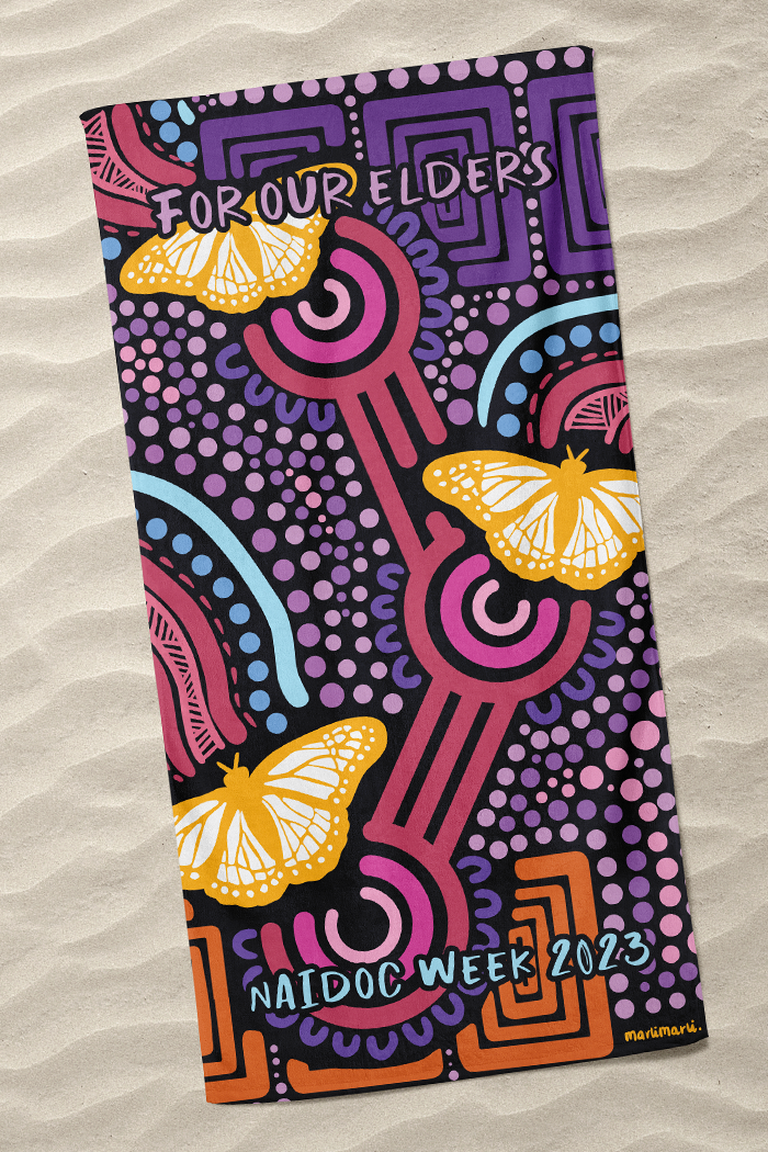 'Ngal-Gawu' Grandmother (Mother's Mum) NAIDOC WEEK 2023 Beach Towel