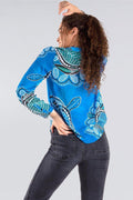 Aboriginal Art Clothing-Ocean Turtles V Neck Women's Long Sleeve Blouse-Yarn Marketplace