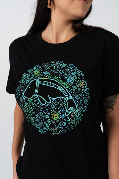 Odorr (Dugong) Black Cotton Crew Neck Women's T-Shirt