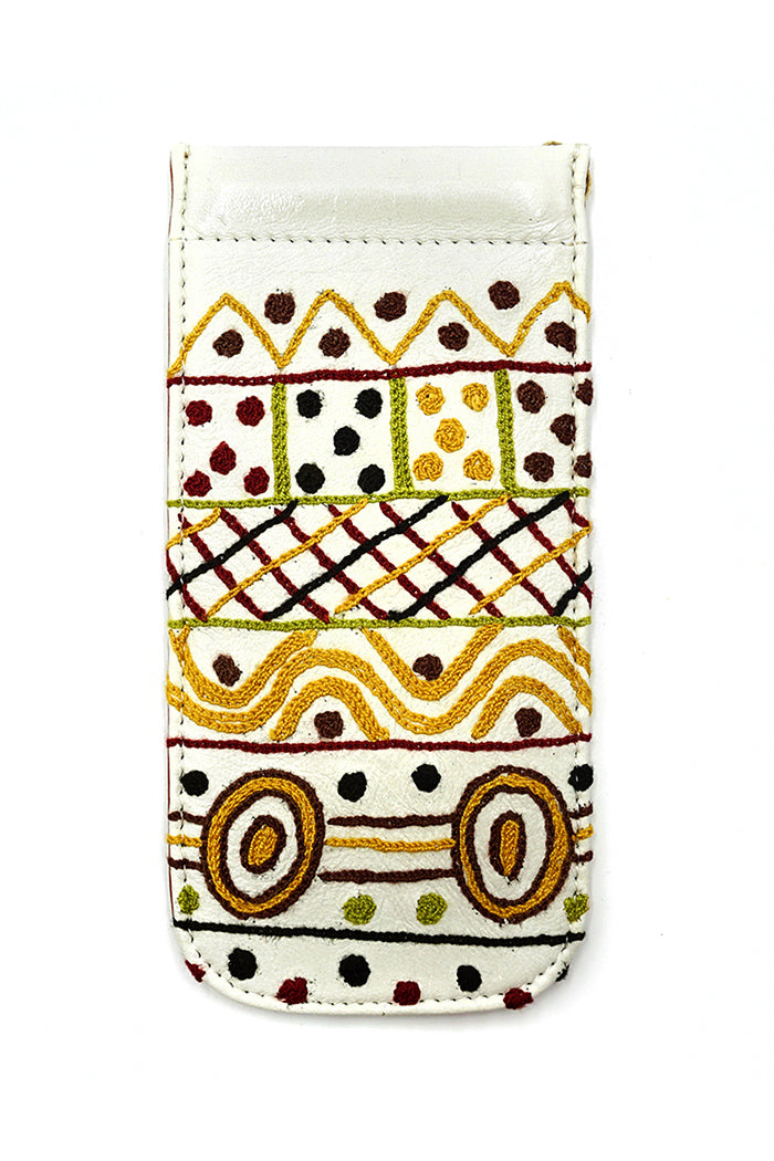 Papajua Embroidered Leather Spectacles Case