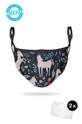 Aboriginal Art aUSTRALIA-Unicorn Fields Kids Adjustable 3 layer Reusable Face Mask (including 2 Filters)-Yarn Marketplace