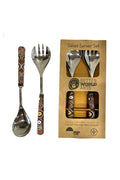 Aboriginal Art Kitchen Warehouse-Puruntatameri Salad Server Set Steel- 280mm-Yarn Marketplace