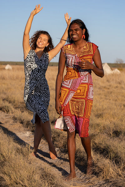 Karnta Jukurrpa V Neck Women's Midi Dress