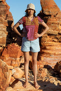 Karnta Jukurrpa V Neck Women's Short Sleeve Blouse