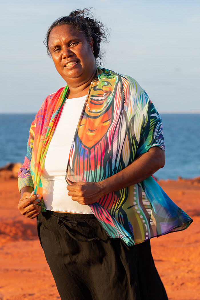 Connecting The Past To A Brighter Future NAIDOC WEEK 2023 Rectangle Chiffon Scarf