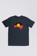 "Raise The Flag" Aboriginal Flag (Australia) Petrol Blue Cotton Crew Neck Unisex T-Shirt