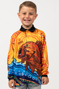 Lightning Jack UPF50+ Kids Long Sleeve Polo Shirt