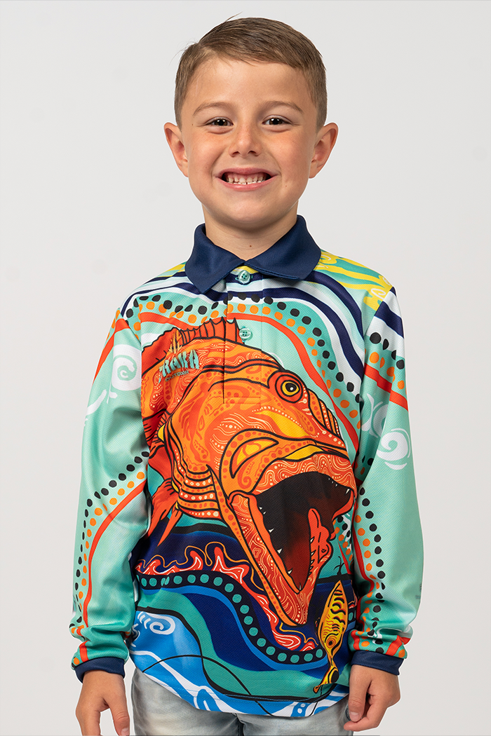 Reef King UPF50+ Kids Long Sleeve Polo Shirt