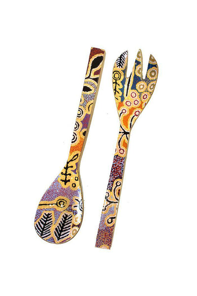 Aboriginal Art Kitchen Warehouse-Stewart Salad Server Wooden - 270mm-Yarn Marketplace