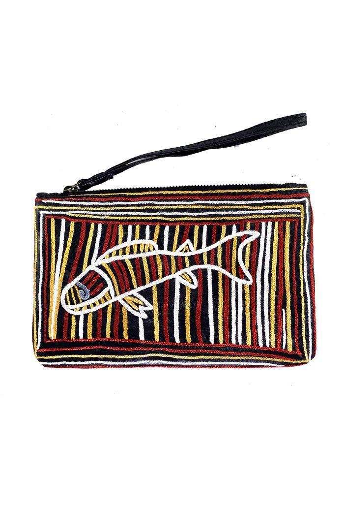 Tipuamuntumirri Leather Clutch w Wrist Strap-Bags-Yarn Marketplace