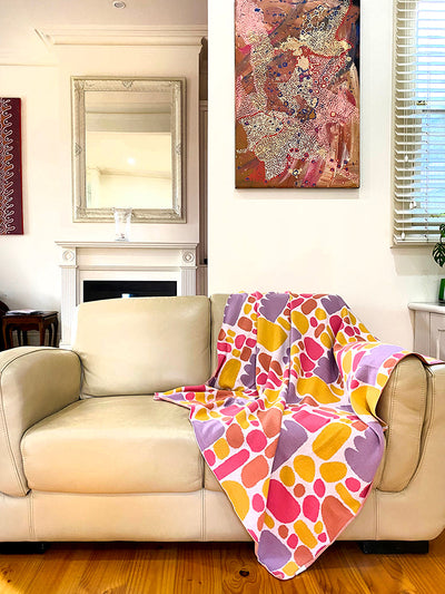 Zimran (Pink & Yellow) Cotton Throw 125x150cm