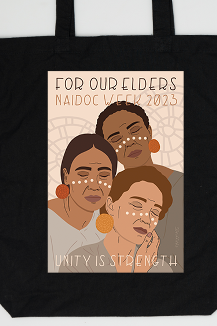 Unity Is Strength (Poster Print) NAIDOC WEEK 2023 Black Cotton Tote Bag