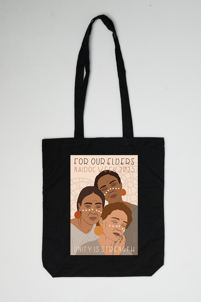 Unity Is Strength (Poster Print) NAIDOC WEEK 2023 Black Cotton Tote Bag