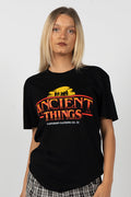 Ancient Things Type Black Cotton Crew Neck Unisex T-Shirt