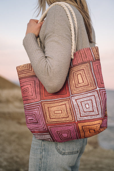 Karnta Jukurrpa Rope Handle Beach Bag