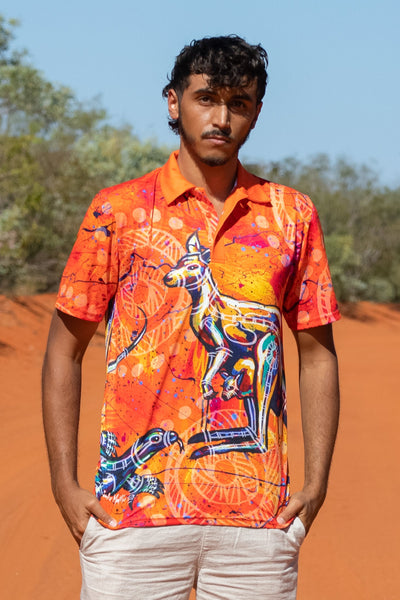 Kangaroo & Goanna Dreaming Unisex Polo Shirt