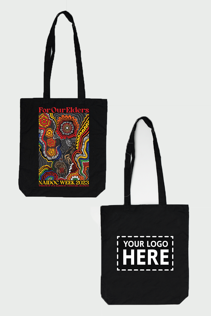 (Custom) Wisdom Of Our Elders NAIDOC WEEK 2023 Black Cotton Tote Bag