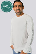 Aboriginal Art Clothing-"Literacy is Freedom" White Cotton Crew Neck Unisex Long Sleeve T-Shirt-Yarn Marketplace