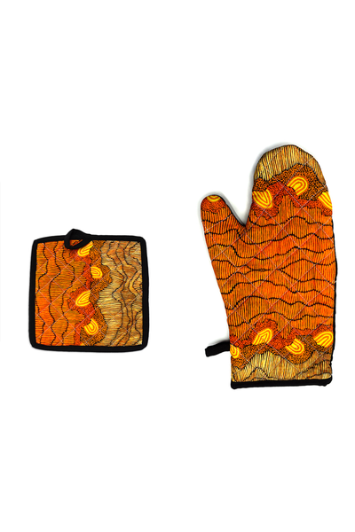 Marks Cotton Oven Mat and Mitt (Orange)