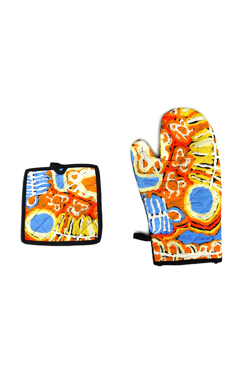 Morris Cotton Oven Mat and Mitt (Orange)