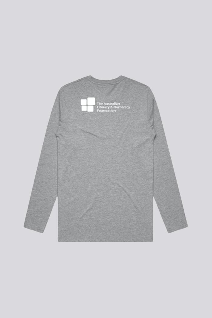 "Literacy is Freedom" Grey Cotton Crew Neck Youth Long Sleeve T-Shirt