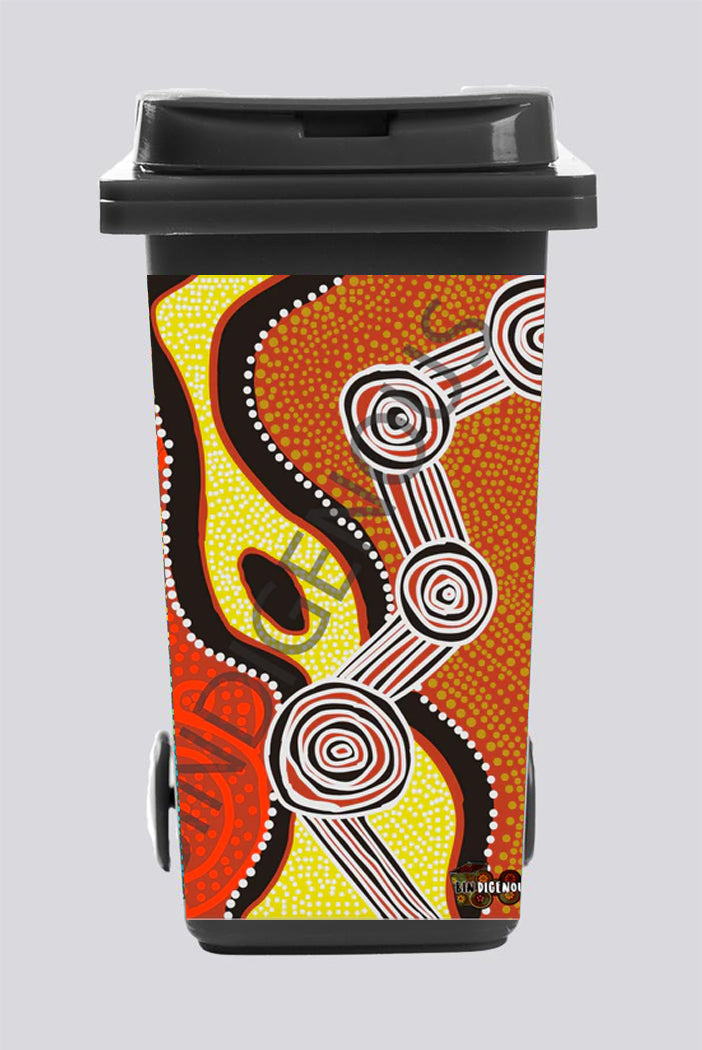 Bindigenous Maaya-li Dhawun Creations (Desert Journey) Bin Sticker (Fits 240L Bin)