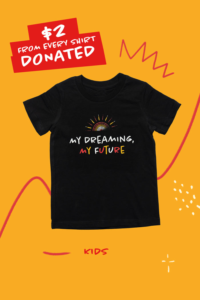 "My Dreaming, My Future" Collective Black Cotton Crew Neck Kid's T-Shirt