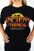 Ancient Things Type Black Cotton Crew Neck Unisex T-Shirt