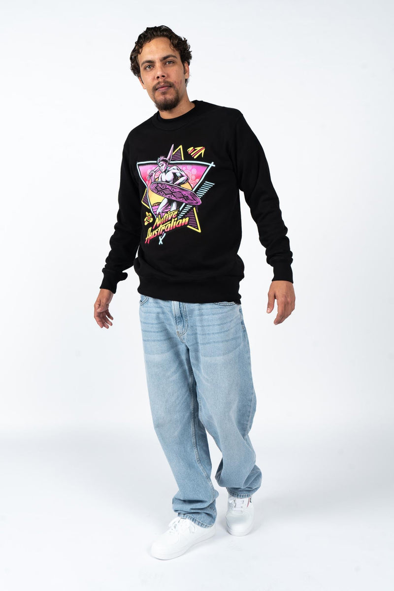 Native Australian Black Premium Cotton Crew Neck Unisex Sweater